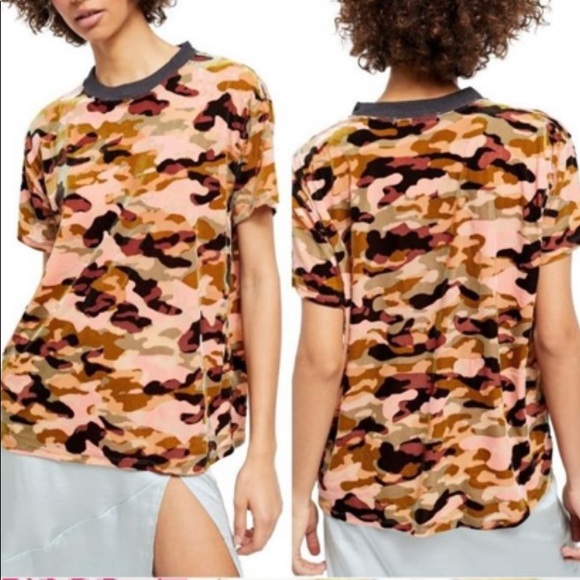 Free people camo burnout velour tee (small) - Picture 3 of 5